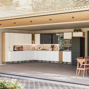 Imagem de Cozinha Compacta 15 Peças em Mdp Art Freijo/ Artico/ Soft