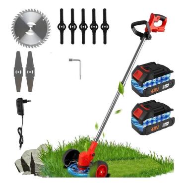 Imagem de Cortador Aparador De Grama Roda Elétrico Com 2 Baterias 48V