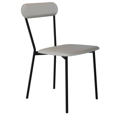 Imagem de Cadeira Estofada Para Sala de Jantar Liora Preto C01 Courino Off White - Lyam Decor