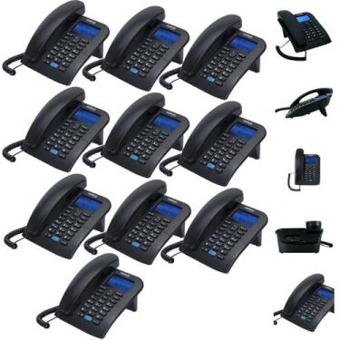 Imagem de Kit 10 Telefone Fixo com Bina mesa parede ideal para Escritório Consul
