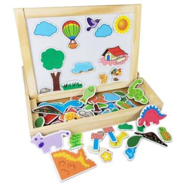 Imagem de Lousa Magnética Infantil 2 Em 1 Quadro Branco e Negro 64 Pç - Carimbra