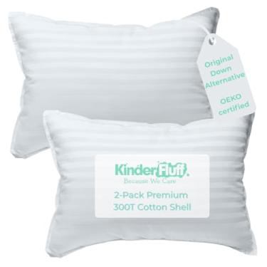 Imagem de kinder Fluff Toddler Pillows (2pk) - The only Pillow for Kids 300T Cotton Shell & Down Alternative Fill - Machine Washable, Ideal Cushion for Kids above 2 years (13x18in - White)