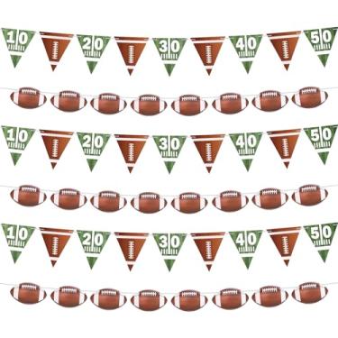 Imagem de 3un Faixas Futebol e 3un Bandeiras Triangulares, Faixas Guirlanda Futebol e Bandeiras Triangulares Suprimentos de Decoração Suspensa com Tema Esportivo para Decoração Interna Externa