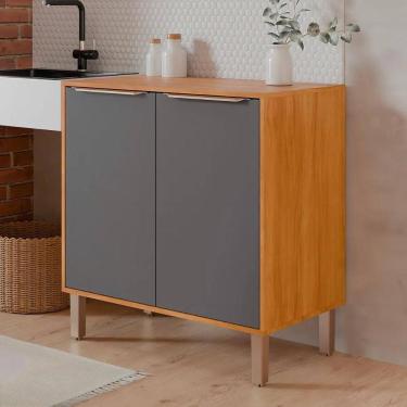 Imagem de Balcão de Cozinha 80cm Divina Celeste 100% MDF 2 Portas Cinamomo Titanium MGM Moveis