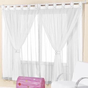 Imagem de Cortina com voal bebê 2,00mx1,70m na cor Branca Juvenil - EMPÓRIO DO L
