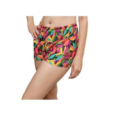 Imagem de Short de praia feminino proteção UV estampado - Gerbya, P, Colorido, F