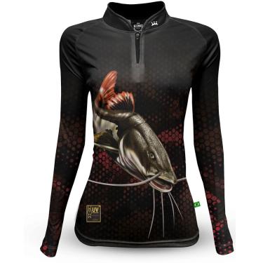 Imagem de Camiseta de Pesca Feminina King Brasil Proteção Solar UV 50+ (KFF653N)
