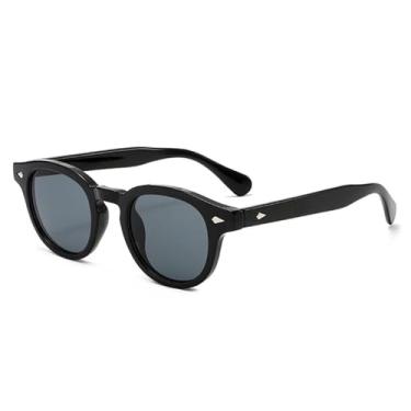 Imagem de Óculos de Sol Redondos Femininos UV400 Vermelho Verde Masculino Punk Rebites Gradientes para Esportes ao Ar Livre, Corrida e Ciclismo, Preto Brilhante Cinza