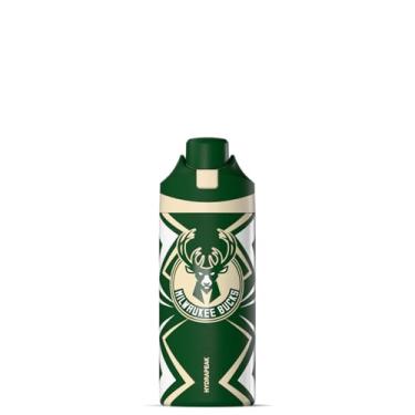 Imagem de Hydrapeak Garrafa de água isolada Milwaukee Bucks Oasis de 590 ml oficialmente licenciada pela NBA, garrafas de água de aço inoxidável com tampa, botão de pressão