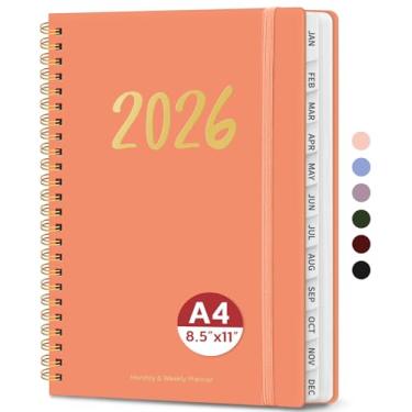 Imagem de Agenda 2026 – Agenda semanal e mensal, janeiro de 2026 a dezembro de 2026, encadernado em espiral, agenda 2026, bolso interno, perfeito para escritório, casa, material escolar – A4 (21,6 cm x 28 cm