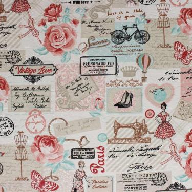 Imagem de Tecido Decorativo Jacquard Estampado Retrô Rosa D61 1 Metro