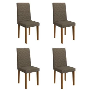 Imagem de Kit 4 Cadeiras De Jantar Estofadas 43,5cm Multimóveis CR50219 Cacau - 