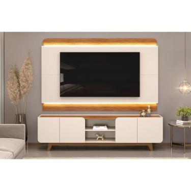 Imagem de Estante P- Sala Até 75 Pol Nadine C- 4 Portas 220x605cm Bali-cedro - Dj Móveis