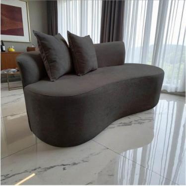 Imagem de Namoradeira Sofá Feijão Hana Orgânica Bouclé Marrom - Mansão Decor