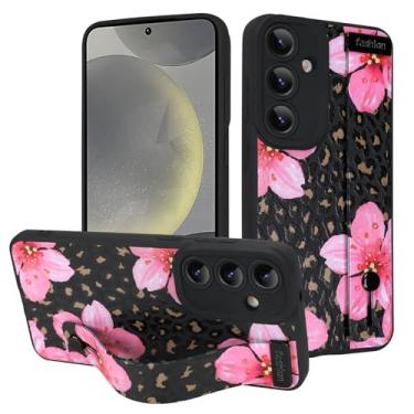 Imagem de MOWIME Capa para Samsung Galaxy S24 com alça de pulso, linda flor floral, leopardo, estampa de guepardo, capa de telefone TPU macio para mulheres e meninas, capa slim fit com pulseira ajustável