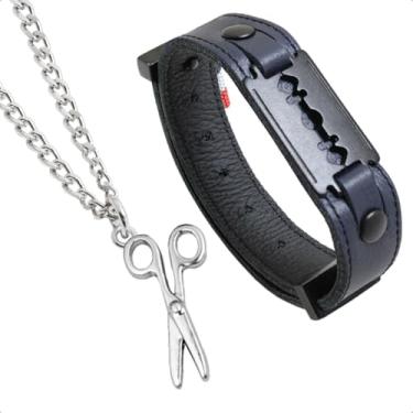 Imagem de GRANADO ACESSÓRIOS, Kit Colar Tesoura Cabeleireiro Corrente e Pulseira All Black Lâmina Strap Plug - AM