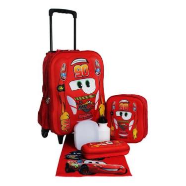 Imagem de Kit Mochila Carros 3d Masculina Infantil Escolar Cores Aula - vozz