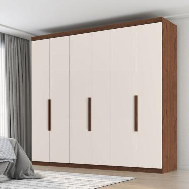 Imagem de Guarda-roupa Casal 6 Portas 4 Gavetas Evidence Plus Jacaranda / Off White