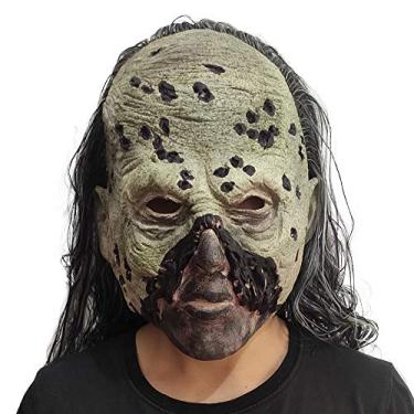 Imagem de Shqncoh Máscara de anime cosplay cabelo látex cabeça inteira zumbi assustador acessório acessório adereços Halloween cinza