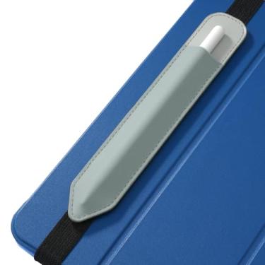 Imagem de MoKo Porta-lápis serve para Apple Pencil (Pro e USB-C e 1ª e 2ª geração), bolso elástico destacável para caneta Stylus com faixa elástica anexada à capa do iPad, cinza prateado