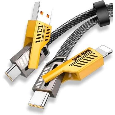 Imagem de Cabo 4 em 1 Reforçado 65W Turbo com Conectores Lightning, Tipo-C e USB