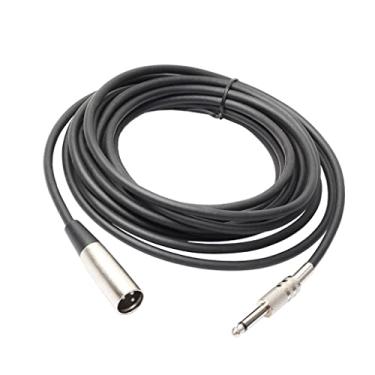 Imagem de Cabo de áudio XLR 3 pinos macho para 1/4 6,35 mm mono jack macho de áudio, 1 m, liga de zinco, cabo de microfone equilibrado, adequado para DJ, estúdio, som ao vivo, preto - 10 m