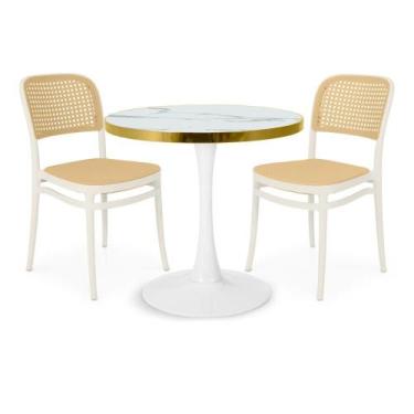Imagem de Conjunto Mesa de Jantar Redonda Majestic 70cm Branca com 2 Cadeiras Ro
