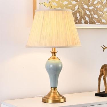 Imagem de Luminária de mesa contemporânea em cerâmica com LED, estilo americano, para sala de estar, quarto, escritório, casa de campo ou hotel, com design retrô e criativo (Estilo 19)