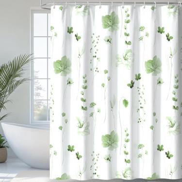 Imagem de QiyI Cortina de chuveiro floral aquarela, cortina de banheiro minimalista com estampa de flores, lavável na máquina, cortinas de chuveiro modernas de primavera, conjunto de cortina de chuveiro de