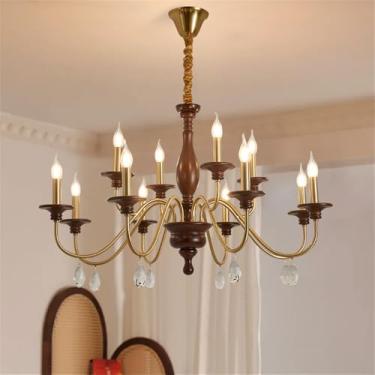 Imagem de Lustre contemporâneo de latão para sala de estar com LED, estilo retrô, criativo, para restaurante, quarto, escritório, hotel, casa de campo, café, luminária pendente (V 12 lâmpadas)