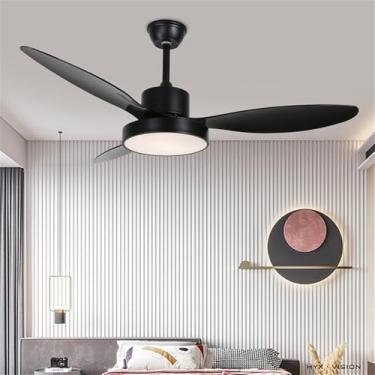 Imagem de Ventilador de teto moderno nórdico com controle remoto, luminária elétrica de luxo para sala de estar, restaurante, quarto, escritório, hotel e villa, com LED (Estilo 33, 1 unidade)