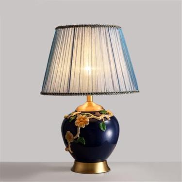 Imagem de Luminária de mesa contemporânea de luxo em cerâmica com LED, estilo retrô americano, perfeita para sala de estar, quarto, escritório, casa de campo ou hotel (Estilo 21)