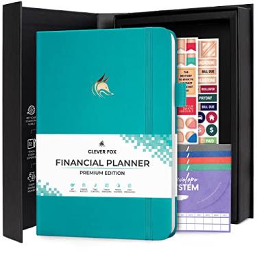 Imagem de Clever Fox Agenda de orçamento Edição Premium – Rastreador de despesas + 5 envelopes para dinheiro, organizador de orçamento; livro de orçamento e diário para controlar o seu dinheiro, não atualizado; capa dura A5 – Turquesa