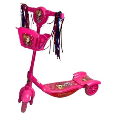 Imagem de Patinete Infantil com 3 Rodas, Dobrável, com Luzes e Som, Rosa
