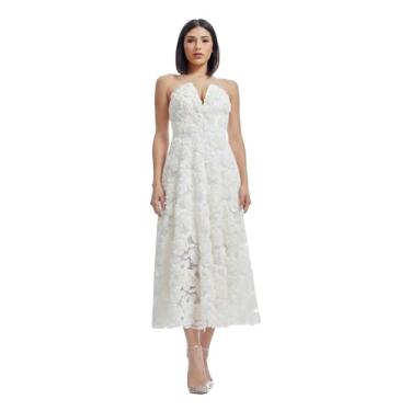 Imagem de Dress The Population Vestido feminino casual Briella Fit and Flare Midi, Off-white, M