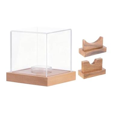 Imagem de Lljsszr Expositor de Acrílico para Bolas de Beisebol, Suporte para Bolas com Protetor Transparente, Caixa Organizadora para Bolas de Beisebol para Quarto, Madeira clara