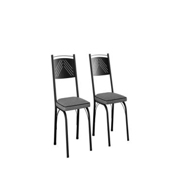 Imagem de Kit Com Duas Cadeiras De Cozinha 92cm Preto- Platina