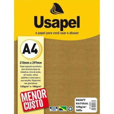 Imagem de Papel kraft natural a4 120g 50 folhas - usapel