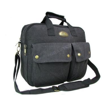 Imagem de Bolsa Carteiro Pasta Tiracolo Masculino Fem Lona Couro Sint - Keuven, 