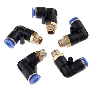 Imagem de 5pcs M5"1/8'1/4' '3/4' '3/8' '1/2' Encaixes pneumáticos de conexão pneumática cotovelo Empurre rápido no encaixe do tubo do conector para o tubo de mangueira 4/6/ 8/10/ 12mm YYDFPIIA