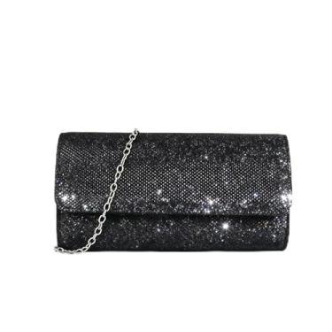Imagem de Bolsas de mão femininas clutch bolsa de noite para mulheres bolsas de ombro transversais para mulheres brilhantes para festa de casamento, Preto, Small