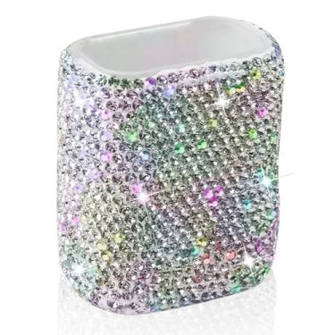 Imagem de MINGZAIQIPEI Caixa de armazenamento de carro de cristal brilhante organizadora para mulheres, comporta protetor labial, batom, pequenos cosméticos essenciais (coloridos)