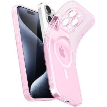 Imagem de Svanove Capa magnética transparente para iPhone 15 Pro, compatível com Magsafe Slim Thin Transparente Mag Safe Case para mulheres e meninas, capa feminina de borracha de silicone macia com capa de