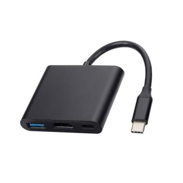 Imagem de Adaptador multiportas USB C Hub com HDMI 4K, USB 3.0, carregamento PD de 100 W compatível com MacBook Pro, Air, conversor AV digital tipo C