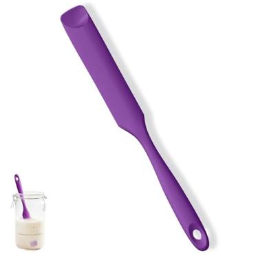 Imagem de U-Taste Espátula de frasco de silicone para iniciantes de massa fermentada: espalhador de geleia de grau alimentício longo, raspador de tigela resistente com ponta de colher flexível, ferramenta de
