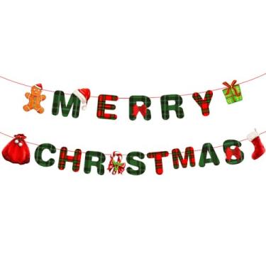 Imagem de Decorações de banners de Natal, faixa fofa de Feliz Natal, decorações de festa de Natal para ambientes internos e externos, guirlanda de fundo para pendurar no exterior, lembrancinhas de festa