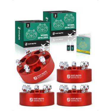 Imagem de YHTAUTO Espaçadores de roda centralizados de cubo 5 x 4,5 polegadas de 5 polegadas compatíveis com Wrangler, Liberty, Grand Cherokee, Comanche, espaçadores de pneu de 5 x 114,3 mm com 1/2 polegada-20 pinos 71,5 mm furo do cubo 5 pinos 4 peças adaptador de roda vermelho