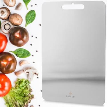 Imagem de Barrud Tábua de corte de aço inoxidável premium - metal antiderrapante durável para cozinha - Superfície portátil não porosa, ideal para cozinhas modernas