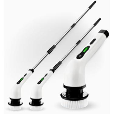 Imagem de Esfregão Giratório Elétrico para Limpeza Profunda 360° Conjunto de 9 Escovas, Branco