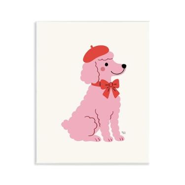 Imagem de Stupell Industries Arte de placa de parede de poodle francês em boina, design por Jessica Beck, 14 x 11